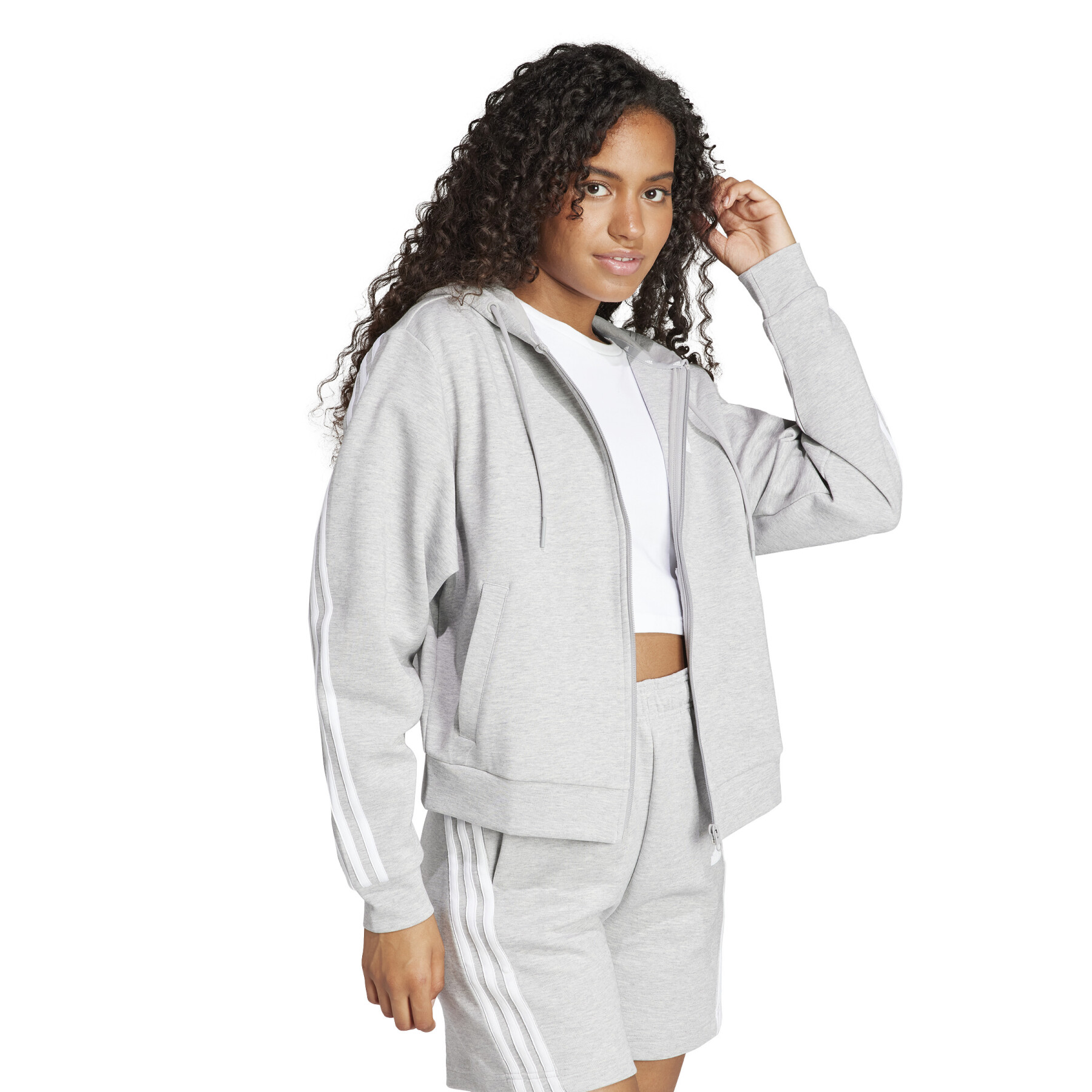 Sweatshirt à capuche zippé femme adidas Future Icons 3 Stripes