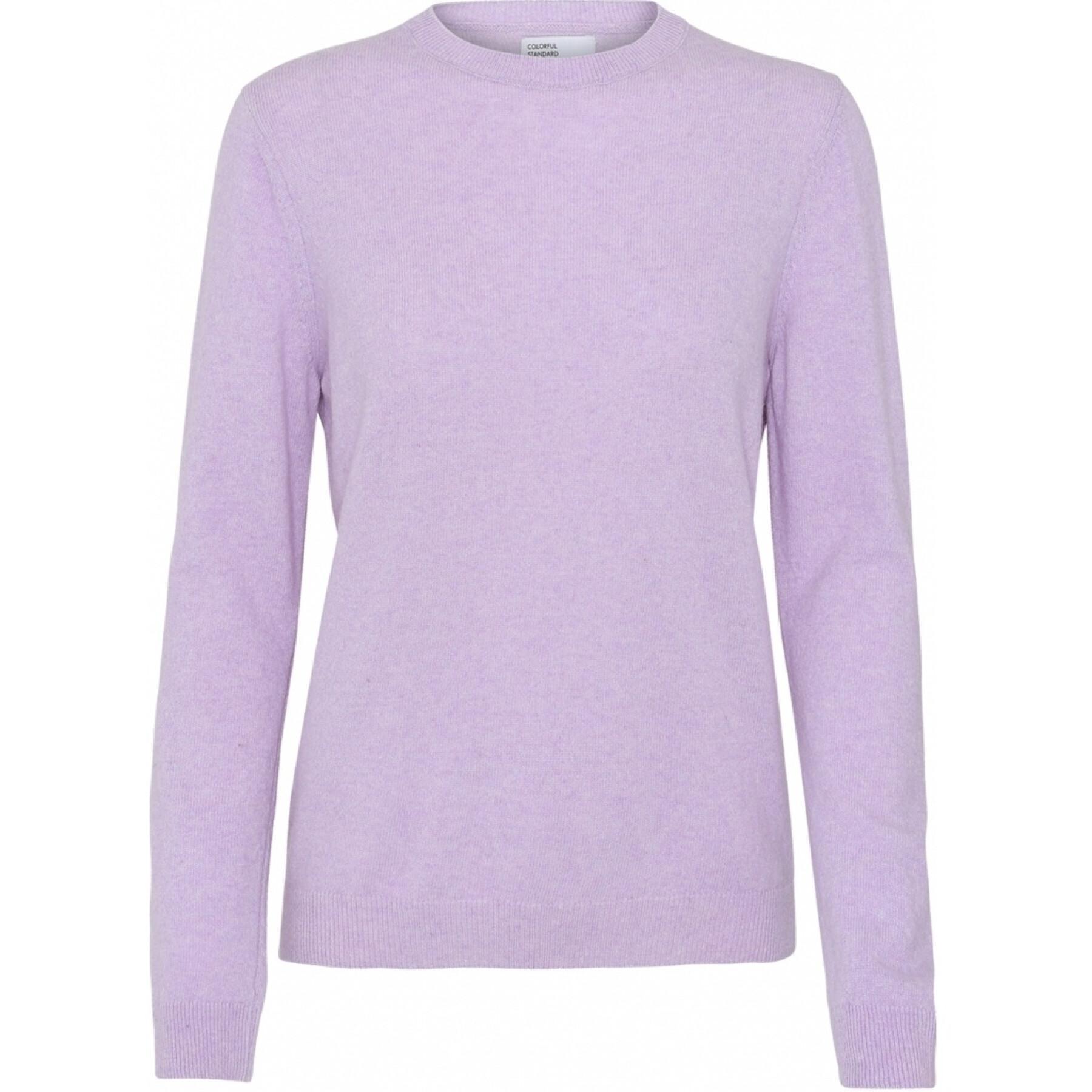 Pull col rond en laine femme Colorful Standard light merino soft lavender
