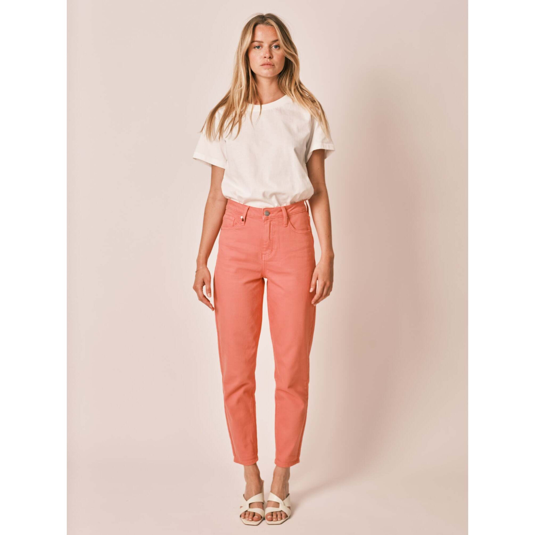 Jeans mom slim coral taille haute femme F.A.M. Paris Polly