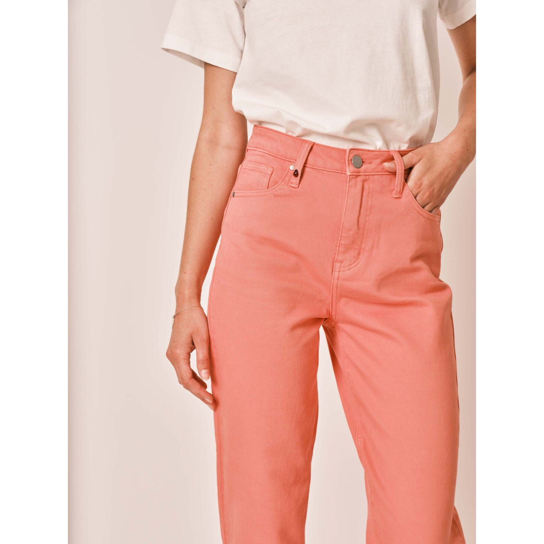 Jeans mom slim coral taille haute femme F.A.M. Paris Polly