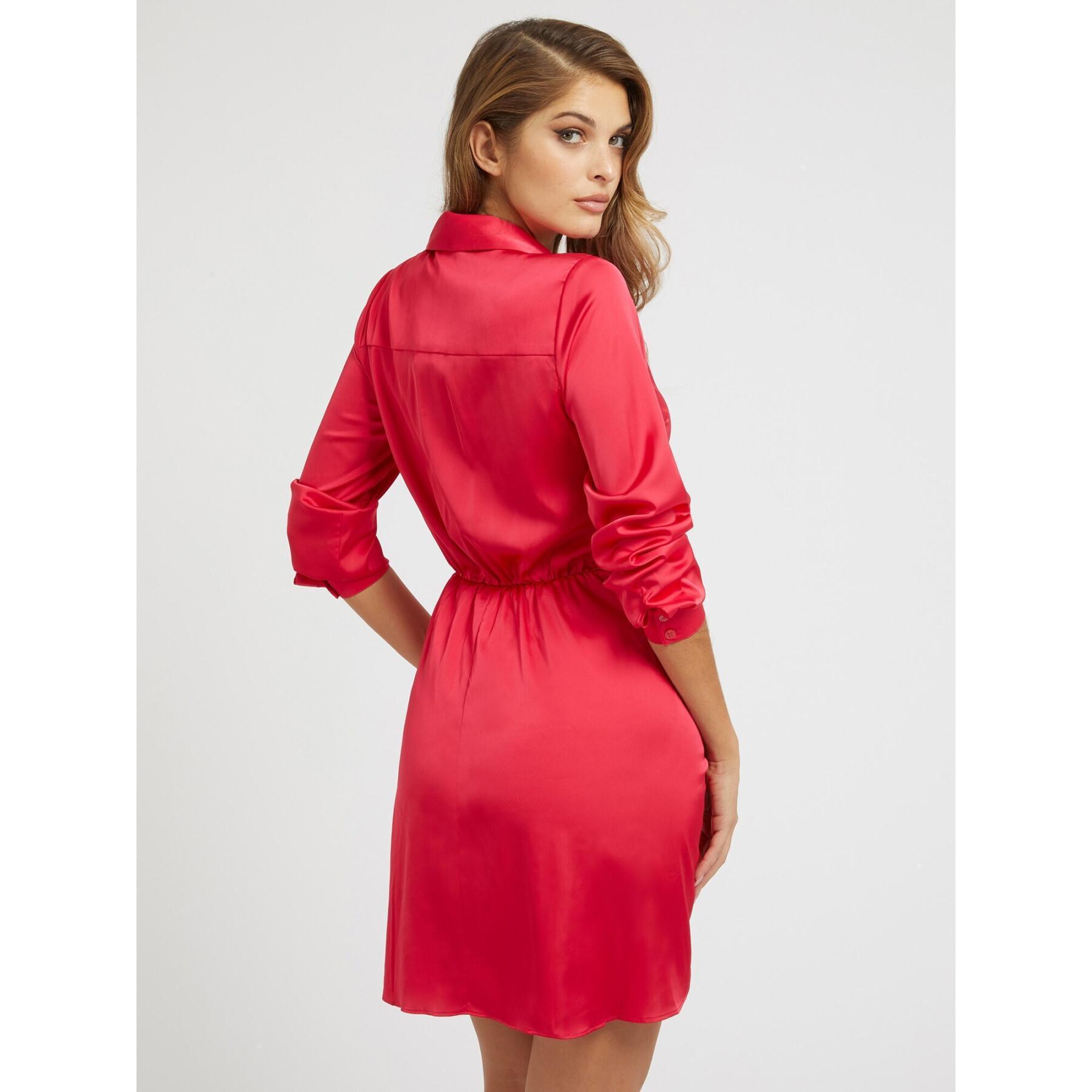 Robe chemise manches longues poly femme Guess Es Alya