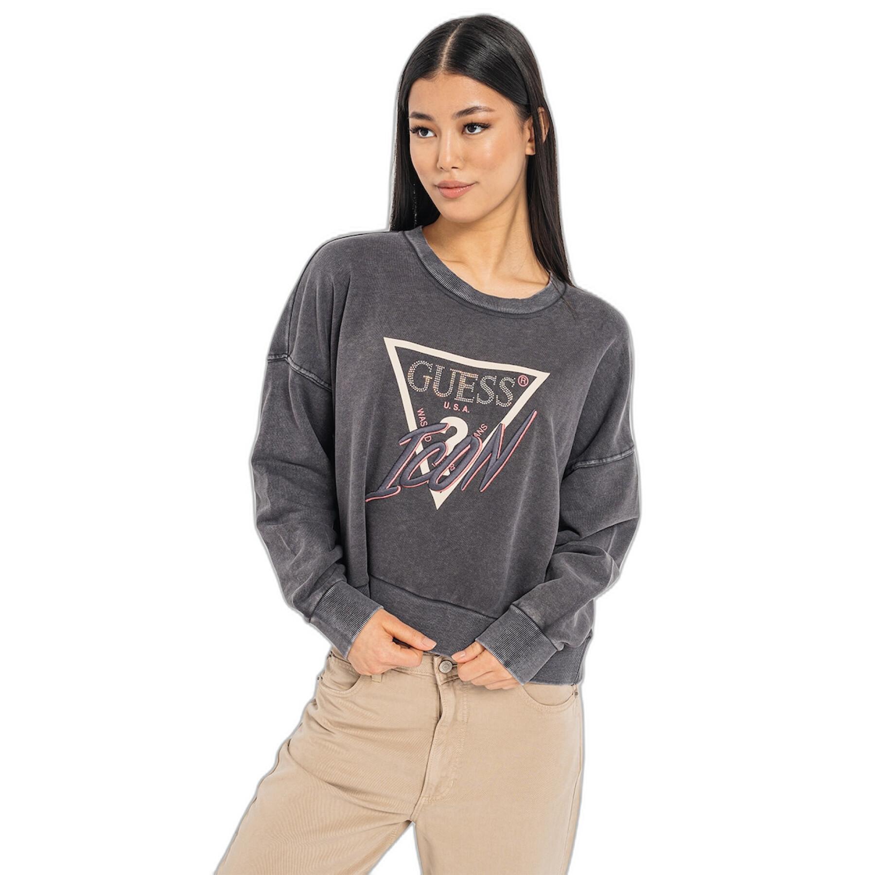 Sweatshirt coton col rond femme Guess Icon
