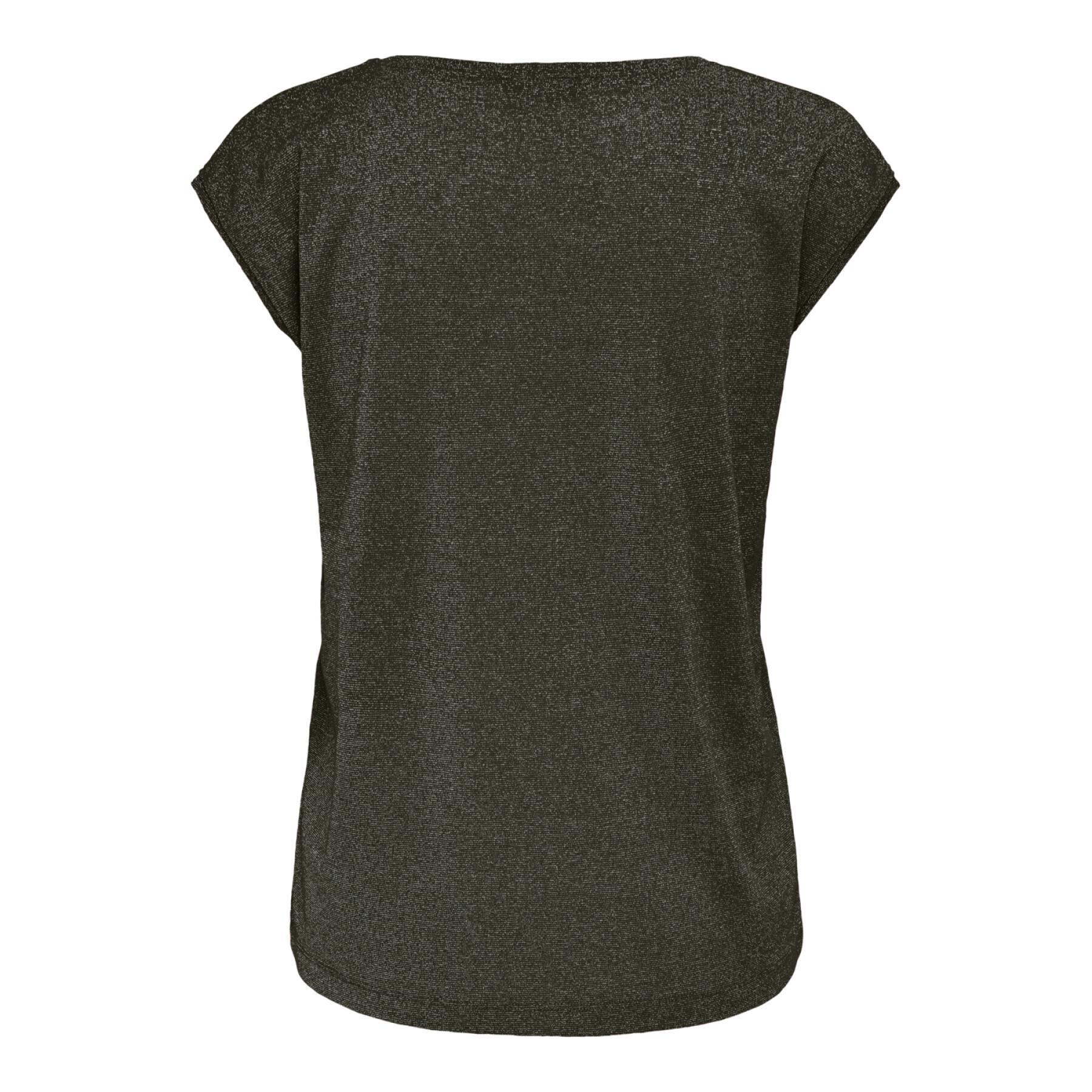 T-shirt col V lurex femme Only Silvery