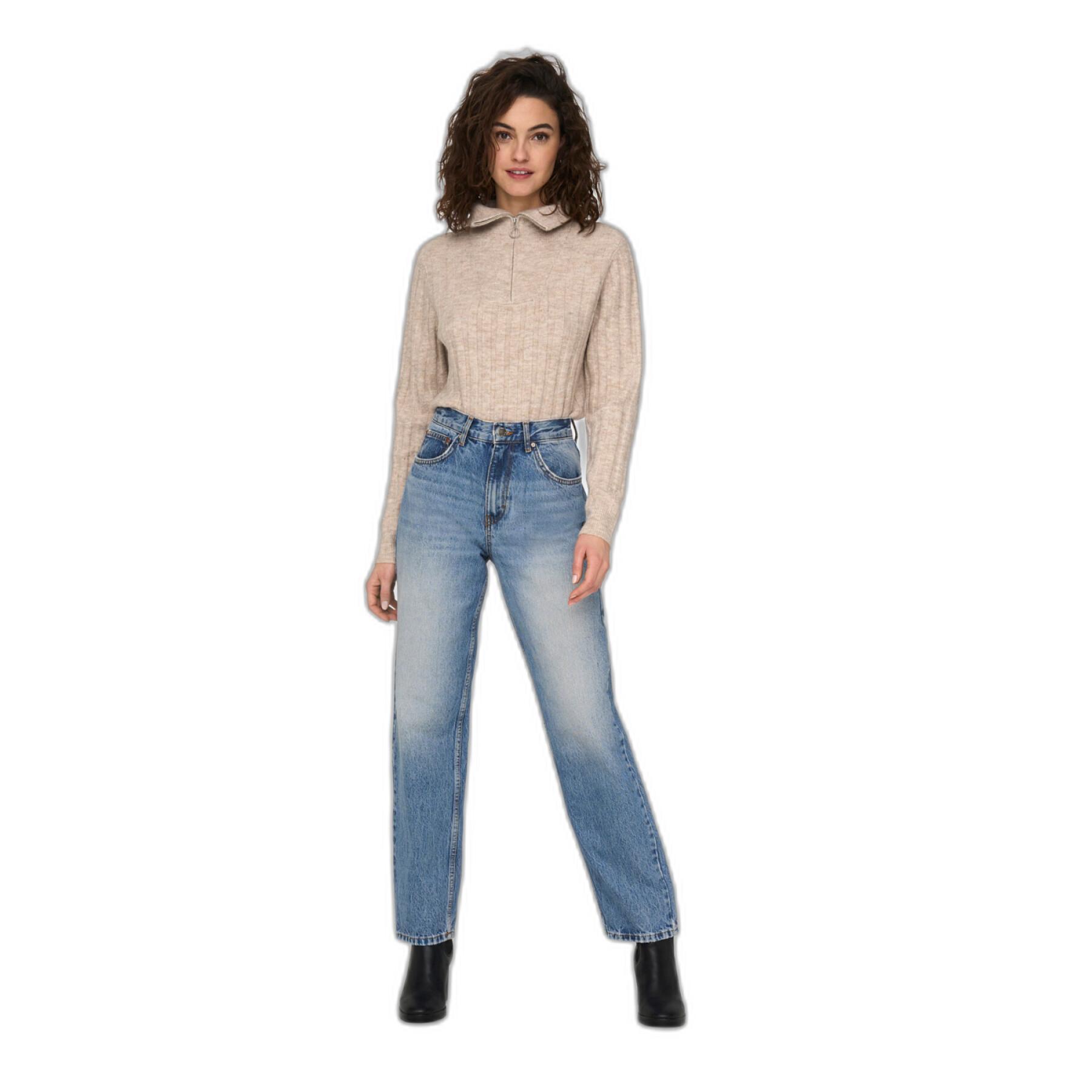 Jeans droit taille haute femme Only Robyn