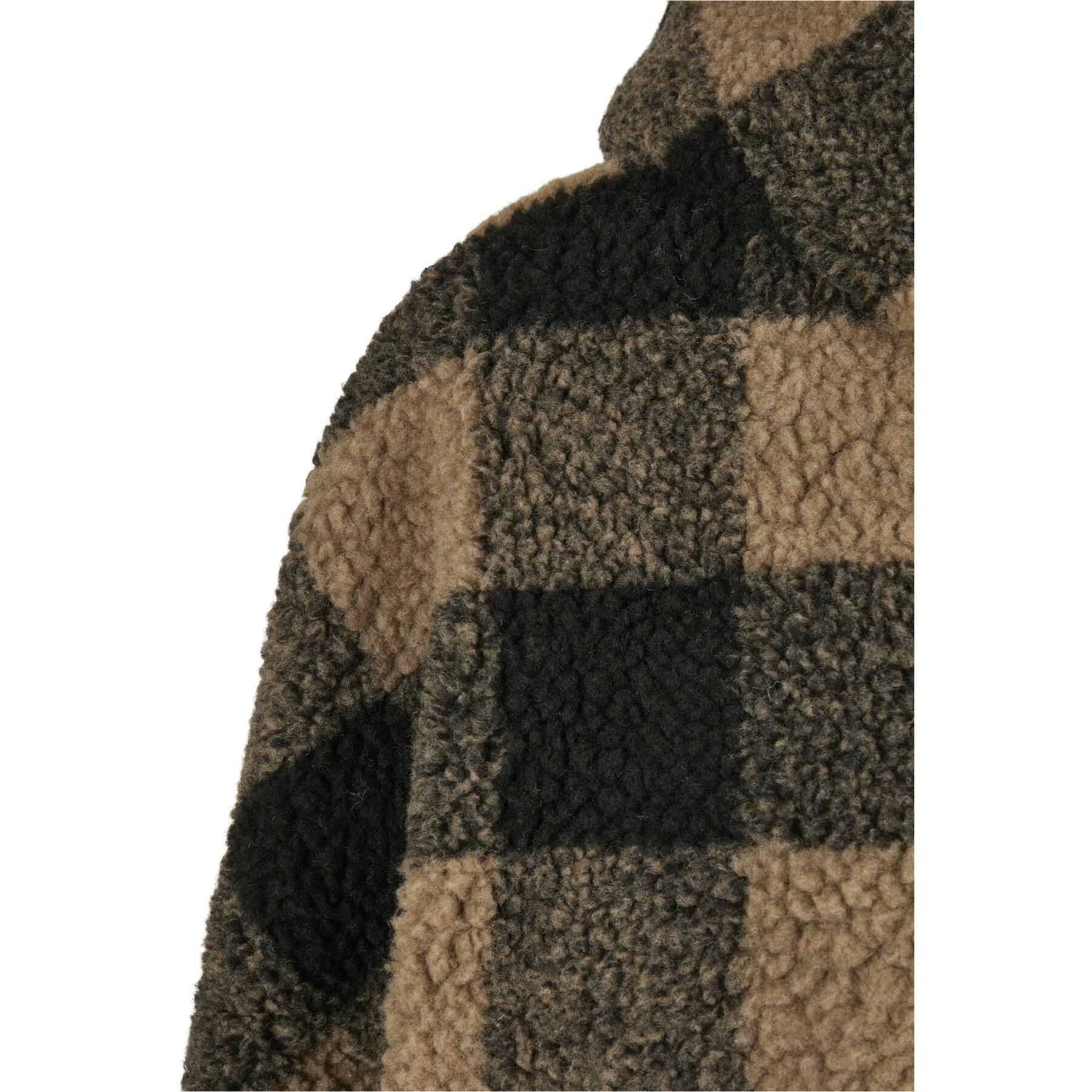 Polaire femme grandes tailles Urban Classics hooded oversized check sherpa