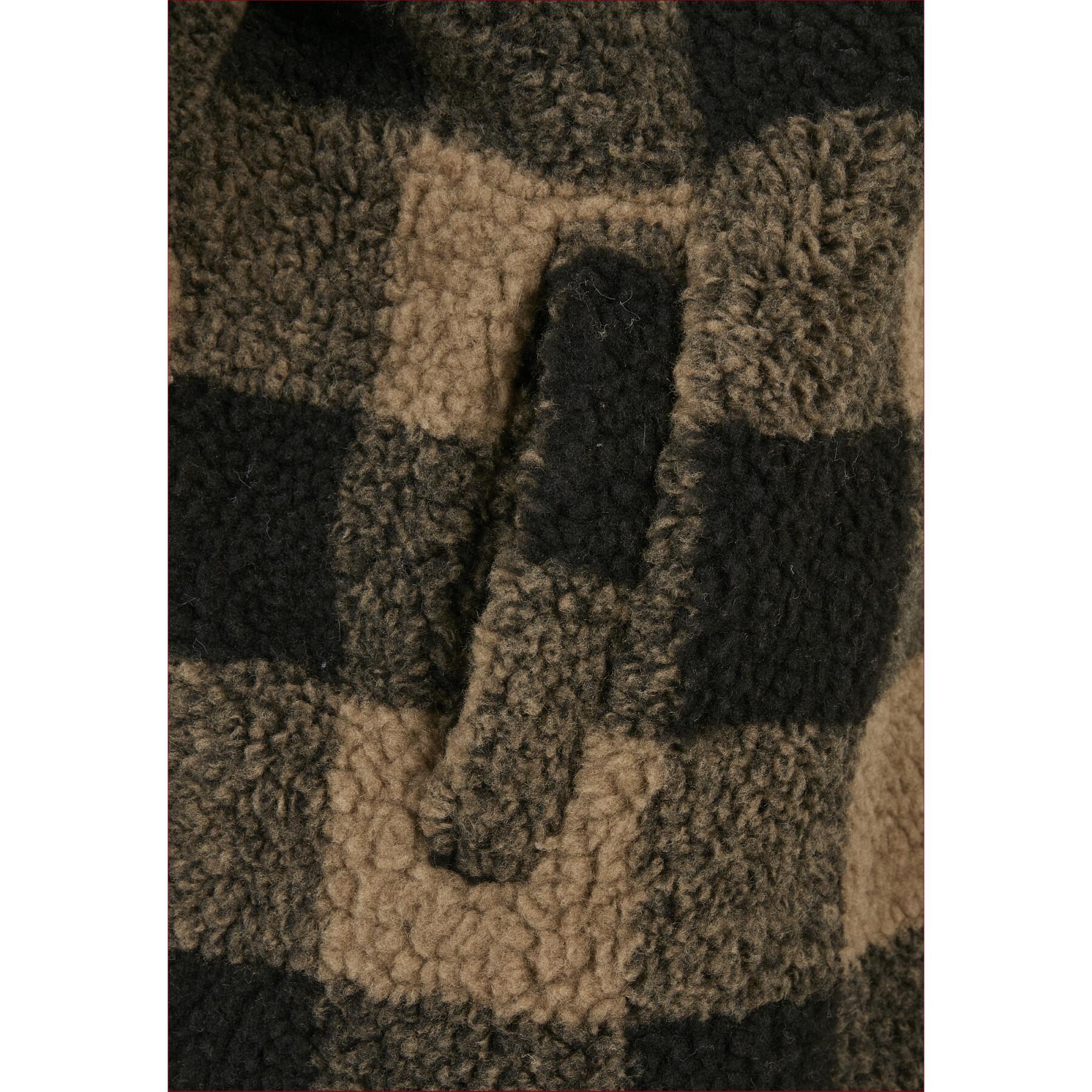 Polaire femme Urban Classics hooded oversized check sherpa
