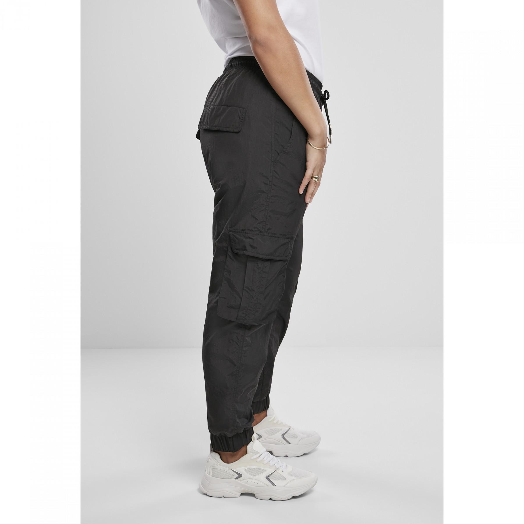 Pantalon femme Urban Classics high waist crinkle nylon cargo