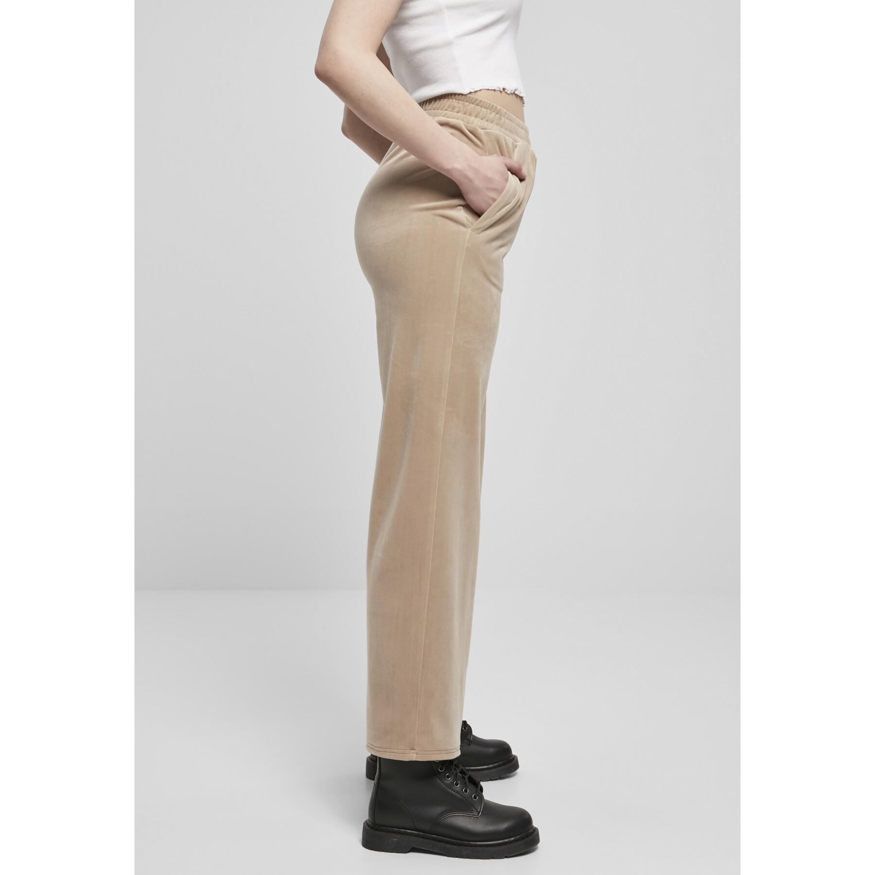 Pantalon femme Urban Classics high waist straight velvet