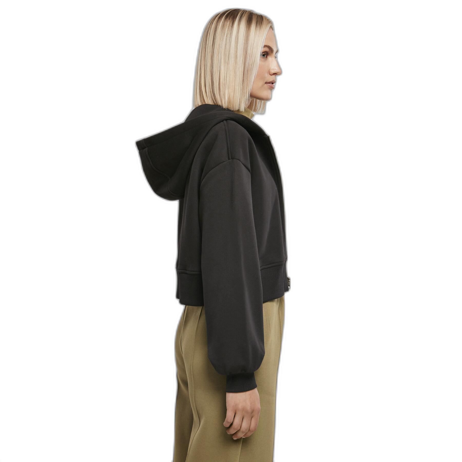 Sweatshirt à capuche courte zippée femme Urban Classics Oversized