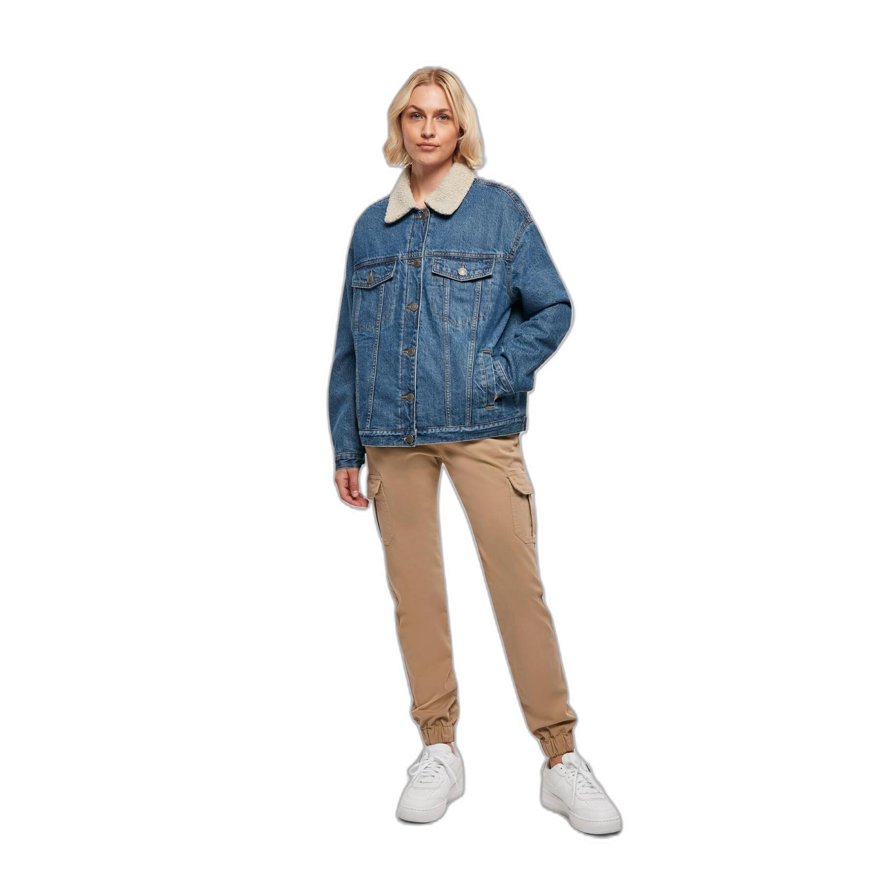 Veste en jean à col sherpa oversize femme Urban Classics