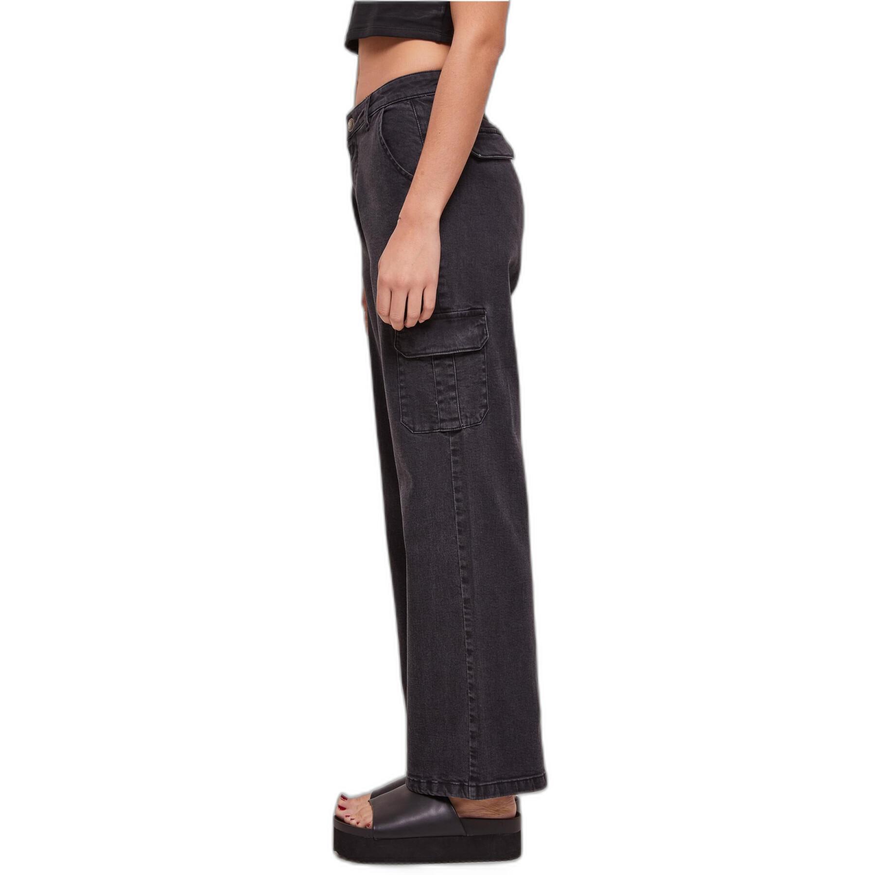 Pantalon cargo droit taille haute en denim grandes tailles femme Urban Classics