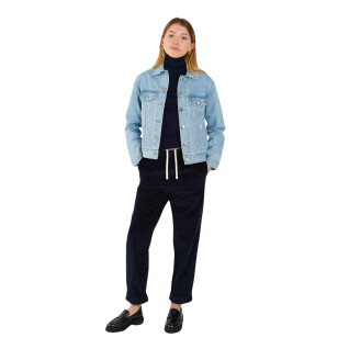 Veste en jean bleu oversize toile délavée en coton femme F.A.M. Paris Vivi