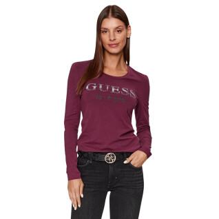 T-shirt manches longues col V femme Guess Micro Studs