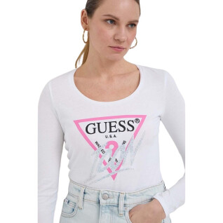 T-shirt manches longues col V femme Guess Icon