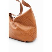 Grand sac à bandoulière cuir logos femme Desigual