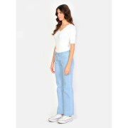 Jeans bootcut bleu clair taille mi-haute en coton stretch femme F.A.M. Paris Bella