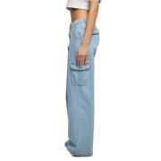 Pantalon cargo droit taille haute en denim femme Urban Classics